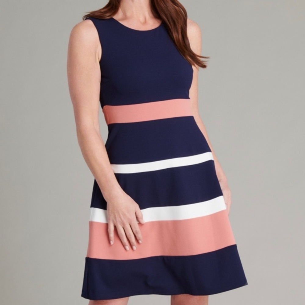 Tommy Hilfiger Scuba Crepe Colorblock Swing Dress
